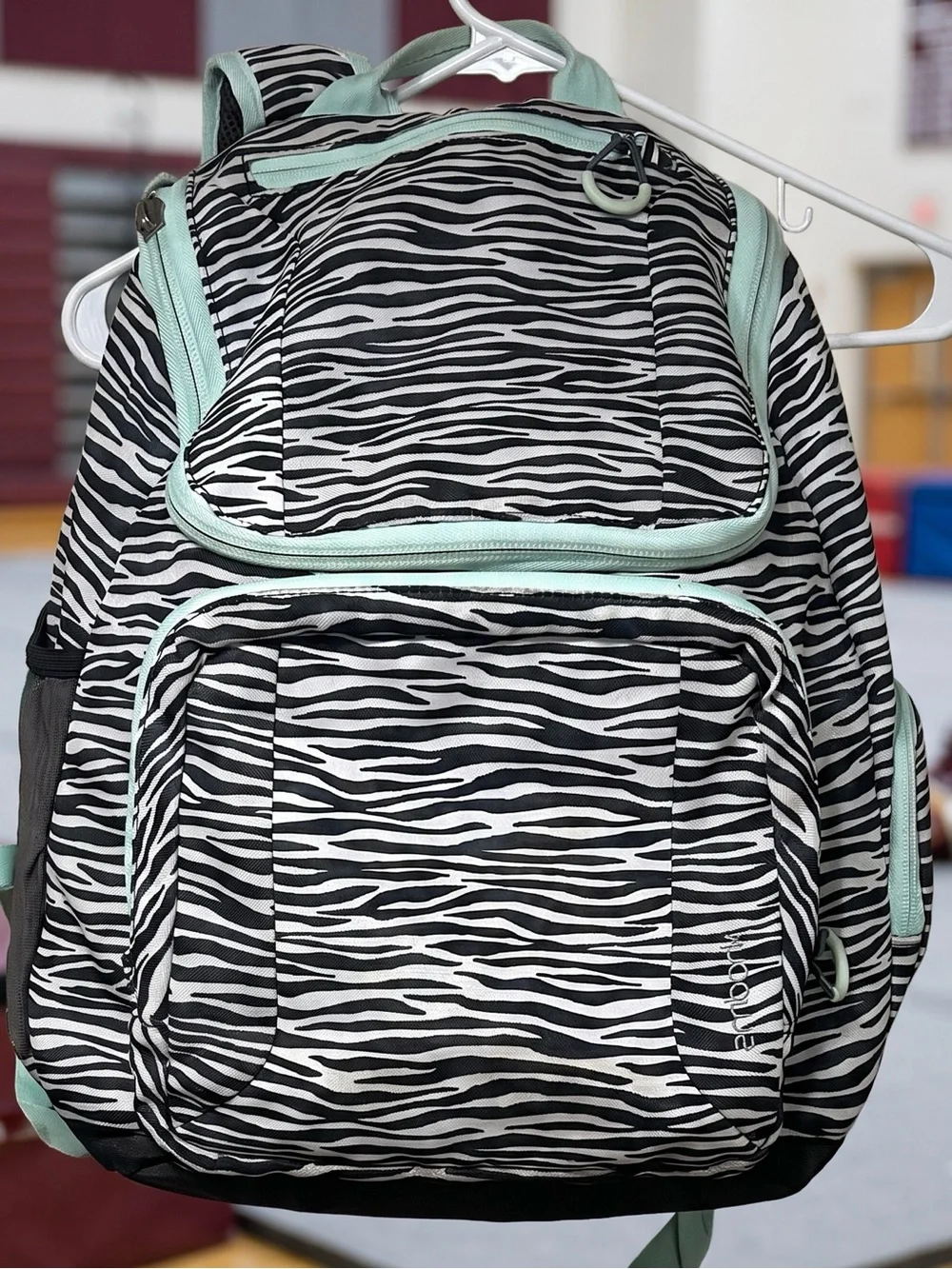 Zebra Print Backpack with Mint Trim